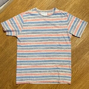 Striped Pocket Tee - Blue & Coral